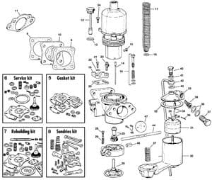 Carburettors 6 cyl - Jaguar E-type 3.8 - 4.2 - 5.3 V12 1961-1974 - Jaguar-Daimler spare parts - SU Carburettors