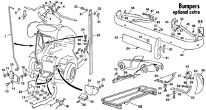 Bonnet, boot + fittings - Austin-Healey Sprite 1958-1964 - Austin-Healey spare parts - Sprite MKI fittings & bumpers