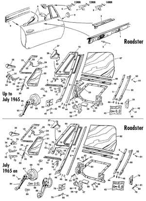 Doors + fixings - MGB 1962-1980 - MG spare parts - Door glass, regulators