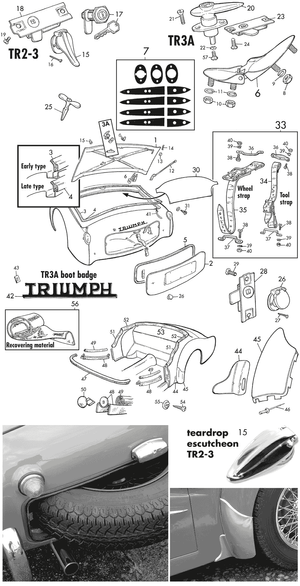 Body rubbers - Triumph TR2-3-3A-4-4A 1953-1967 - Triumph spare parts - TR2-3A boot & cockpit