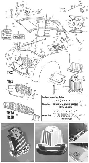 Bonnet, boot + fittings - Triumph TR2-3-3A-4-4A 1953-1967 - Triumph spare parts - TR2-3A bonnet & fittings