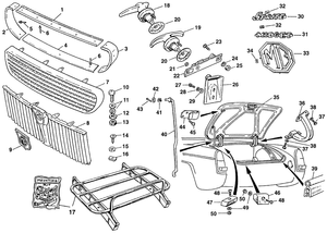 Bumpers, grill & exterior trim - Austin-Healey Sprite 1958-1964 - Austin-Healey spare parts - Grill, boot, luggage rack