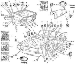 Body rubbers - Triumph TR5-250-6 1967-'76 - Triumph spare parts - Grommets, plugs TR6