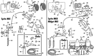 Engine controls & speed control - Austin-Healey Sprite 1958-1964 - Austin-Healey spare parts - Air filter & controls